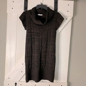 Women’s Ambiance Apparel Brown Short Sleeve Cowl Neck Acrylic Sweater Dress